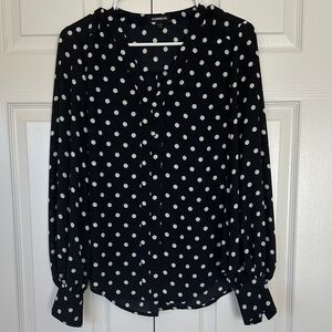 Express Black and White Polka Dot Blouse Size S
